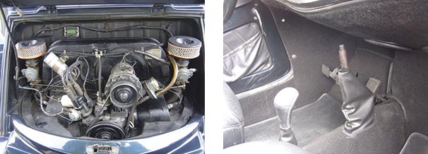 Tradicional motor VW a ar 1600 é o mesmo da Brasília / Alavanca de freio de mão fica posicionada abaixo do painel